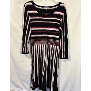 Studio One NY Women's Fit Flare Sweater Dress Size Large Career Office Holidays